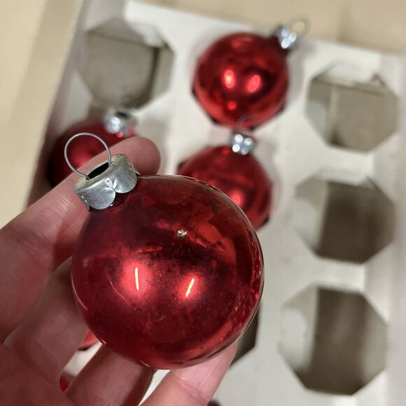 Lot Of 22 VTG Pyramid Rauch Glass 1.75" Christmas‎ Ornament Red - Picture 5 of 7